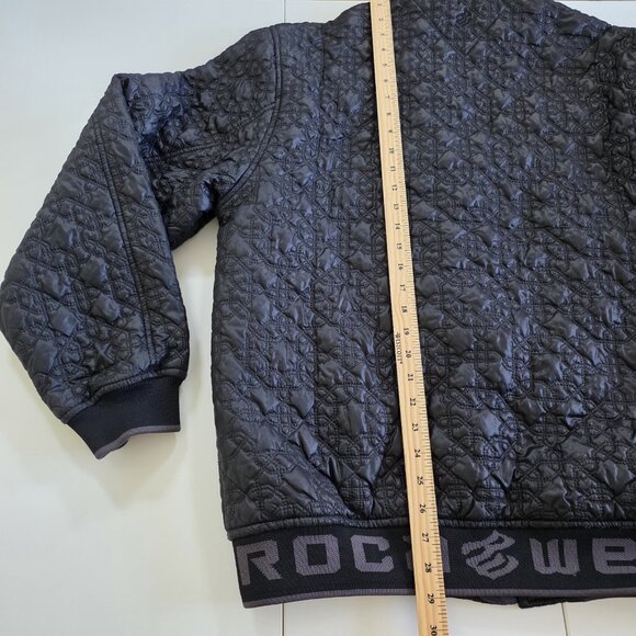 Vtg Rocawear Quilted Jacket Mens M Black Full Zip LS No Hood Pockets Logo Rapper - Picture 6 of 16